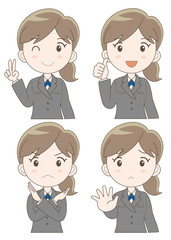 OL 女性 表情ポーズセットF
