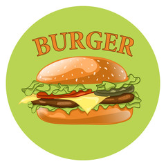 Burger. Cheeseburger vector illustration. Hamburger icon. Fast food concept. 
