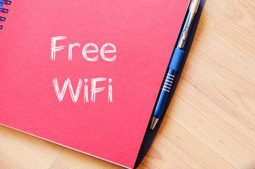 Free wifi text concept on notebook