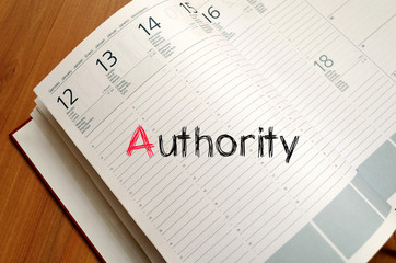 Authority text concept on notebook