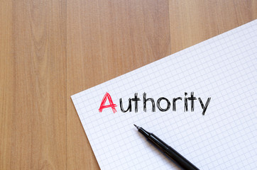 Authority text concept on notebook