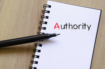 Authority text concept on notebook