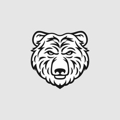Bear head logo or icon in black and white. Vector illustration.