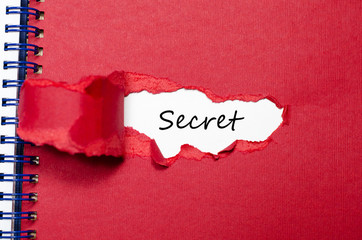 The word secret appearing behind torn paper