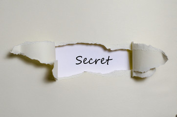 The word secret appearing behind torn paper