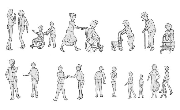 Losse afbeeldingen van mensen in de zorg