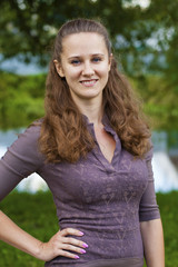 Portrait of beautiful young happy woman