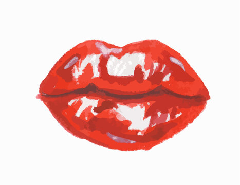 Isolated watercolor lips