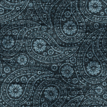 Vector Denim floral seamless pattern. Jeans background with Rose flowers. Blue  cloth 
