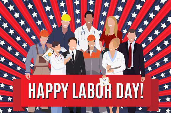 Happy Labor day american banner concept design, vector illustration.