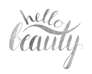 Handwritten calligraphic inscription Hello beauty