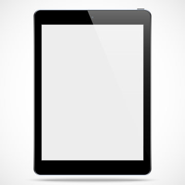 tablet black color with blank touch screen isolated on the grey background. stock vector illustration