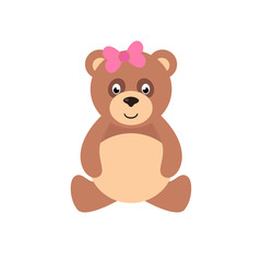 cartoon teddy sitting with bow