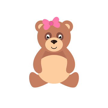 cartoon teddy sitting with bow