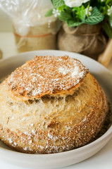 Mixed rye-wheat whole grain homemade sourdough bread