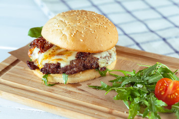 Tasty and appetizing hamburger