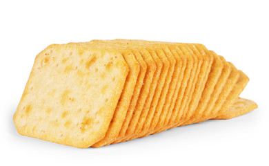 Heap of crackers isolated on a white background