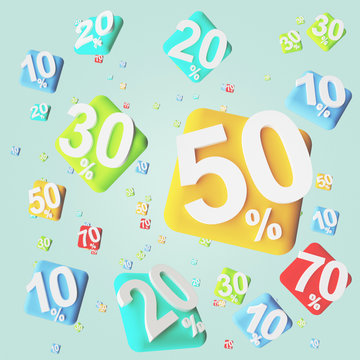 Sconti con numeri e percentuali per saldi 