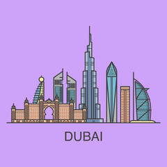 Dubai city landscape square composition.