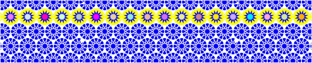 Elegant decorative border made up of polygons and stars with blue background color