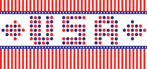 Vector Patriot Day, with USA letters, blue and red stripes and stars over white background.