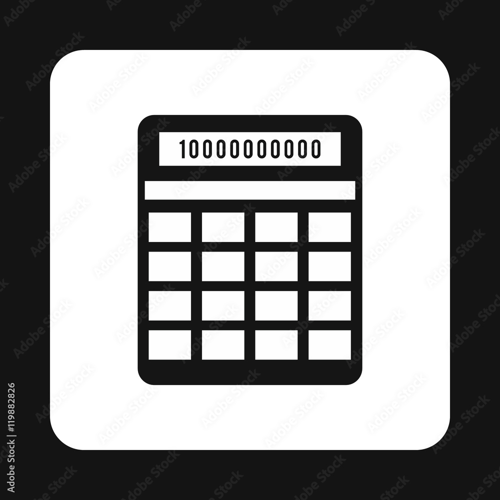 Poster calculator icon in simple style isolated on white background. device symbol