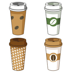 Take away coffee cup illustration set