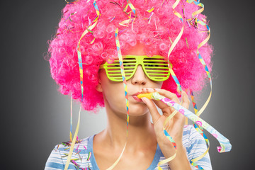 Colorful party woman
