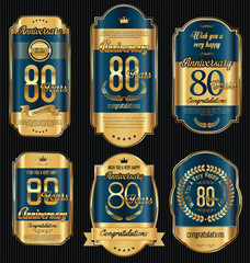 Anniversary golden retro vintage labels collection 80 years