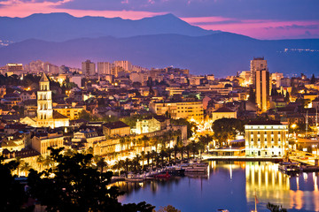 Fototapeta na wymiar City of Split aerial view at dawn