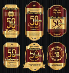 Anniversary golden retro vintage labels collection 50 years