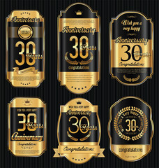 Anniversary golden retro vintage labels collection 30 years