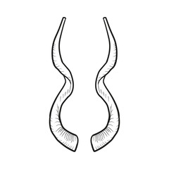 Black doodle contour of horns isolated on white