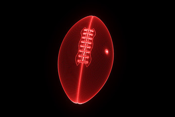 Football in Hologram Wireframe Style. Nice 3D Rendering
