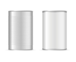 Set of Metallic Tin Cans. Vector