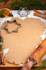 Prepare the dough for Christmas cookies with ingredients