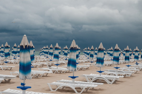 closed sunshades on beash