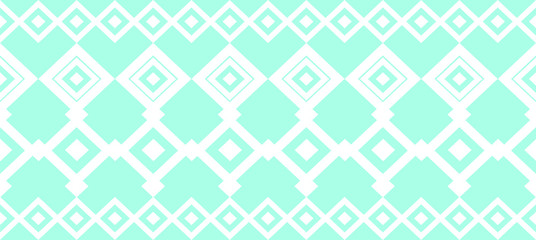 Elegant decorative border made up of square turquoise and white