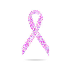 Vector silhouette of pink ribbon. National Breast Cancer Awareness Month.