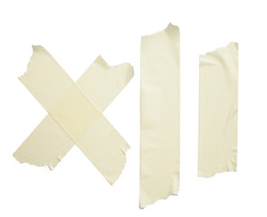 collection of various adhesive tape pieces on white background