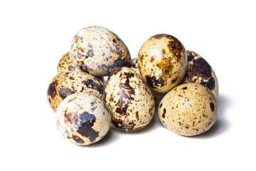 Obraz premium Quail eggs are isolated on a white background