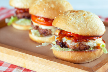 Juicy beef burgers