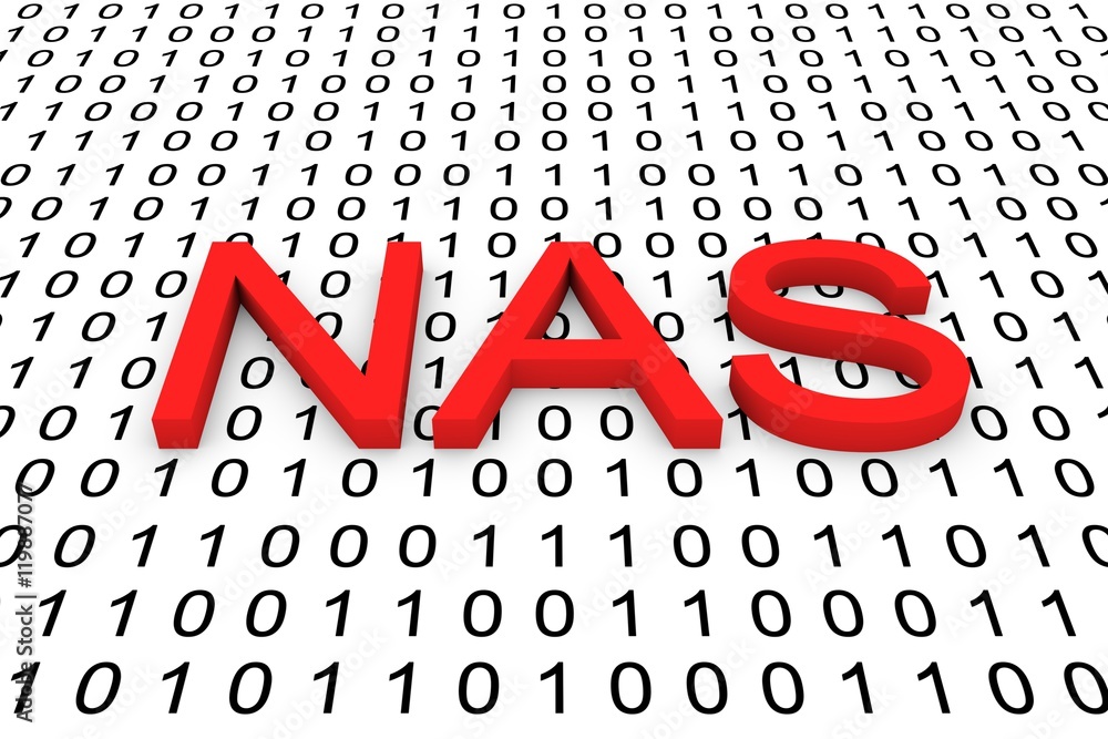 Poster nas in the form of binary code, 3d illustration