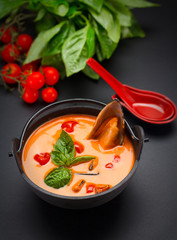 Tasty tomatoe soup with mussel