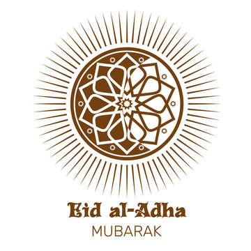 Eid al-Adha  - Festival of the Sacrifice. Eid al-Adha Mubarak. Islamic design. Illustration isolated on white background
