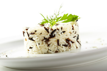 Cooked Rice over White