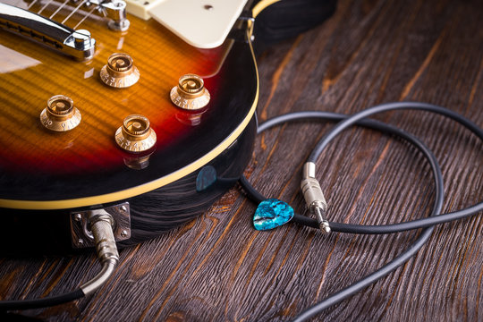 Close up of music guitar