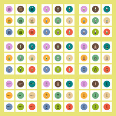 Collection of icons in flat style halloween party decorations