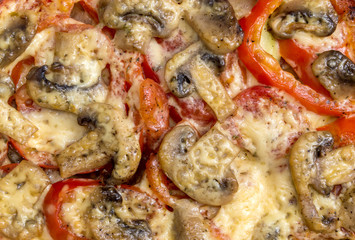 Vegetables baked with cheese as background