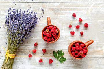 still life pottery and lavender - country style with berries